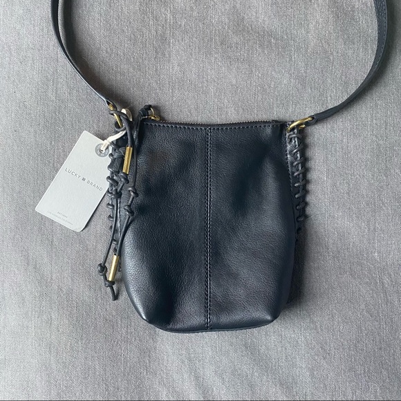 LIKA LEATHER CROSSBODY BAG Lucky Brand (BLACK) NWT “boho chic” Y2K style - Picture 1 of 4